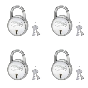 harrison j-6bcp-0447_pk 4 steel 4 levers padlock with 2 keys pack of 4 silver