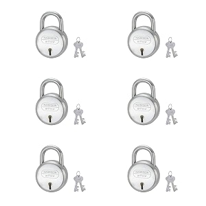 harrison j-6bcp-0447_pk 6 steel 4 levers padlock with 2 keys pack of 6 silver  padlock padlocks locks for home locks for main door