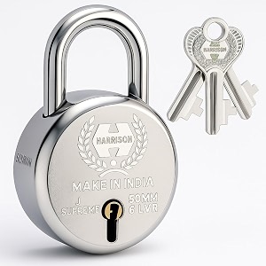 harrision 0656 j supreme round 50mm bcp padlock with 7 lever  padlock padlocks locks for home locks for main door