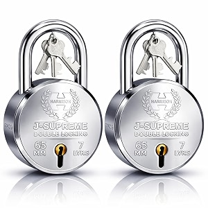 harrison padlocksround padlock 65mm 7 lever with 3 keys j-supreme-0672 double locking pack of 2padlock padlocks locks for home locks for main door gate