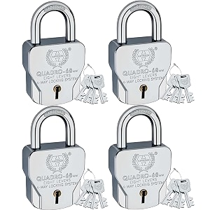 harrison padlockssquare padlock 68mm 8 lever with 4 keys quadro-5560 pack of 4padlock padlocks locks for home locks for main door gate lock