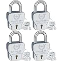 Harrison Padlocks/Square Padlock 68mm 8 Lever with 4 Keys QUADRO-5560 Pack of 4/Padlock, Padlocks, Locks for Home, Locks for Main Door, gate Lock