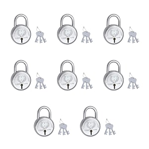 harrison t-26 litebcp-0532_pk 8 steel 5 levers padlock with 3 keys pack of 8 silver