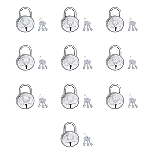 harrison t-26 litebcp-0532_pk 10 steel 5 levers padlock with 3 keys pack of 10 silver