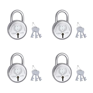 harrison t-26 litebcp-0532_pk 4 steel 5 levers padlock with 3 keys pack of 4 silver