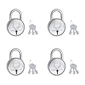 Harrison T-26 LITE/BCP-0532_PK 4 Steel 5 Levers Padlock with 3 Keys (Pack of 4), Silver