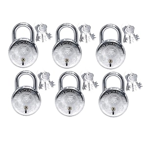 harrison t-26 litebcp-0533_pk 6 steel 5 levers padlock with 3 keys pack of 6 silver