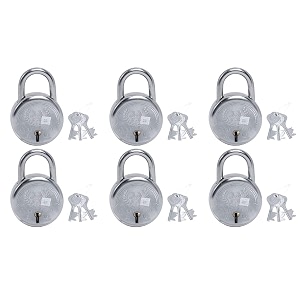 harrison t-26 litebcp-0534_pk 6 steel 8 levers padlock with 3 keys pack of 6 silver