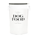 Harry Barker Bon Chien Dog Food Storage Canister – Small 3.5 gallons, Airtight Stainless Steel Pet Food Container, Stylish Kitchen Counter Dog Kibble Storage with Easy-Open Lid - White