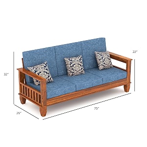 Sheesham Wood 3 Seater Sofa Set For Living Room Furniture Wooden Sofa ...