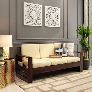 Sheesham Wood 3 Seater Sofa Set for Living Room Furniture Wooden Sofa ...