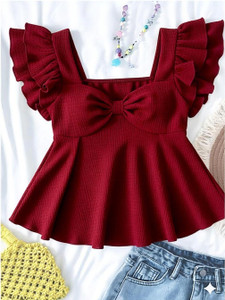 Hasan Enterprise Casual Solid Women Maroon Top