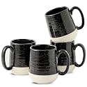 HASENSE Ceramic Coffee Mugs Set, 15 oz Large Coffee Cups Set of 4, Tea Cups with Handle for Men and Women, Latte Mugs for Coffee, Tea, Milk, Hot Chocolate, Microwave Dishwasher Safe, Black