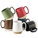 HASENSE Ceramic Coffee Mugs Set of 6, 15 oz Large Porcelain Mugs with Handle for Women Men, Colorful Coffee Cups for Latte, Tea, Cappuccino, Microwave & Dishwasher Safe