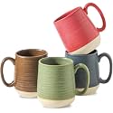 HASENSE Coffee Mugs Set of 4, 15 oz Large Porcelain Mugs with Handle for Women Men, Colorful Christmas Coffee Cups for Latte, Tea, Cappuccino, Microwave & Dishwasher Safe