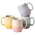 HASENSE Coffee Mugs Set of 4, 15 oz Large Ceramic Cups with Handle for Women Men, Milk, Soup, Tea Cup Set for Latte,Cappuccino, Microwave &amp; Dishwasher Safe for Home Office（Colorful）