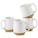 HASENSE Coffee Mugs Set of 4, 15oz Ceramic Coffee Cups with Handle, Two-Tone Design for Cappuccino Latte Tea, Large Microwave Dishwasher SafeMug Set, Housewarming Gift, Creamy White