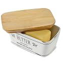 Hasense Farmhouse Butter Dish with Lid for Countertop, Vintage Butter Keeper Holder, Large Container for Fridge with Freshness Seal, Enhance Kitchen Decor, Holds Two Sticks of Butter, White