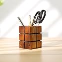 Hashcart Woode Pen & Pencil Holder For Desk - Pen Stand/Jar, Makeup, Toothbrush Organizer - Office/Home Table Decor (3x3 inch)