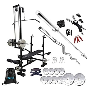 hashtag fitness home gym 20kg to 100 kg steel weight with 20 in 1 bench gym equipment set for home and gym workout fitness equipment for men 30kg black