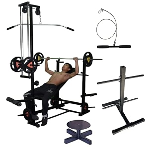 hashtag fitness incline decline and flat home gym equipments with plates stand for gym and 20in1 gym benches for home workout with latpull down capacity up to 250kg