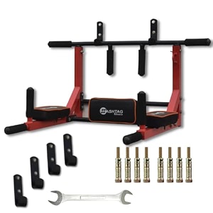 hashtag fitness wall mount pull up bar for home gym equipments dip station dips par portable pull ups bar height increasing equipments for kidsmen 3in1 red