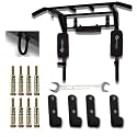 Hashtag Fitness Wall mount pull up bar for home gym equipments dip station, dips par, portable pull ups bar, height increasing equipments for kids,men (3in1 Black)