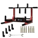Hashtag Fitness Wall mount pull up bar for home gym equipments dip station, dips par, portable pull ups bar, height increasing equipments for kids,men (3in1 Red)