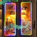 Hasipu 47"x16" LED RGB Door Mirror Full Length with Bluetooth Speaker, Full Body Wall Mirror with Lights, Door Hanging &amp; Wall Mounted Mirror for Bedroom, Living Room, Cloakroom