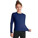 HASMES Girls Long Sleeve Athletic Shirts Kids Quick Dry Cheer Yoga Tops