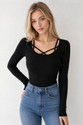 HASTAF Casual Solid Women Black Top
