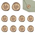 HASTHIP® 10Pcs Golden Wax Seal Stickers - Wedding Invitation Envelope Seal Stickers, 1.2" Self-Adhesive Embossing Seals for Invitation, Christmas, Gift Wrapping, Party, Envelops