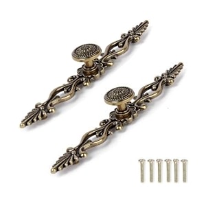 hasthip 2 pack antique brass cabinet drawer door pulls elegant wardrobe handles for kitchen bedroom bathroom durable zinc alloy easy installation rustic dcor upgrade