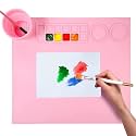 HASTHIP® 43*38cm Silicone Craft Mat for Painting Play Doh and Clay for Kids, Non-Stick Multipurpose Silicone Doms Colour Kit with Cleaning Cup and Color Mixing Plate for Arts and Crafts, Resin Casting