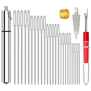 hasthip 25pcs large eye embroidery needle set 5 sizes storage case threa