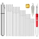 HASTHIP 25pcs Large Eye Embroidery Needle Set, 5 Sizes, Storage Case, Threa