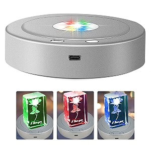 hasthip 2pcs 360 rotating led display stand for glass art amp crystal ball multi-color lighted base 8 modes usb amp battery operated 115cm quiet motor show model holder for home office gifts