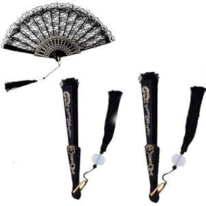 hasthip hand fan chinese fan hand fan black lace tassel fan chinese fan vintage folding hand fan gift for ladies