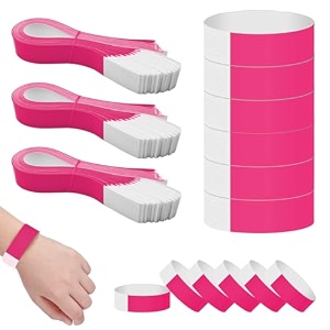hasthip 300 pack paper wristbands arm bands for events neon wrist bands lightweight colored wristbands concert party wristband party waterproof hand band rose red