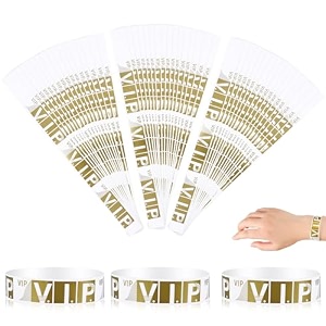 hasthip 300 pcs vip wristbands for customers waterproof paper bracelets lightweight event wristbands for party concert club amusement park festivals gold 300 labels