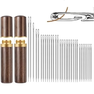 hasthip 25pcs large eye embroidery needle set 5 sizes storage case threa