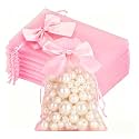 HASTHIP® 30PCS Drawstrings Potli Bags for Gifting, Return Gift Bags, Organza Gift Bags with Ribbon for Jewelry, Candy, Wedding Party Favors &amp; Small Gifts, Elegant Pink Packaging Pouches 20x15cm