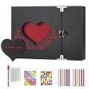 HASTHIP® "I Love You" Romantic DIY Scrapbook Album - Heart-Shaped Cover, 30 Black Pages, Holds 120 7-inch Photos - Perfect for Engagements, Weddings, Anniversaries, Valentine's Day Gift