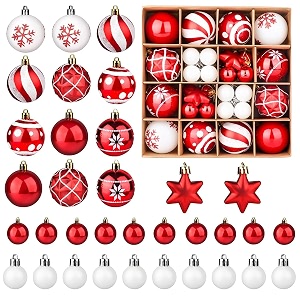 hasthip christmas ornaments 42 pcs hanging snowflake balls tree decor