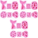 HASTHIP® 6 Pack Marine Theme Silicone Fondant Molds for Resin Art, DIY Craft Mermaid Tail, Seahorse, Starfish, Conch, Seashell, Turtle Food Grade, Multipurpose Baking & Casting Kit, 3 PCS Each