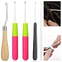 HASTHIP® 6Pcs Dreadlock Crochet Needle, Different Sizes Interlocking Tool for Latch Hook Tool Dreadlock Crochet Hook Needle for Braid Hair Carpet Making and Other Craft