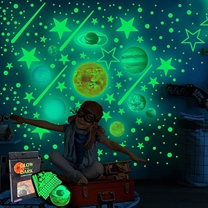 hasthip glow in the dark planet stickers 110 pcs 15 cm radium stars