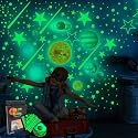 HASTHIP Glow in The Dark Planet Stickers 110 Pcs 15 cm, Radium Stars