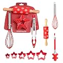 HASTHIP 8 Pcs Christmas Baking Kit, Cookie Cutters, Whisk, Rolling Pin