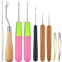 HASTHIP® 9Pcs Crochet Hooks for Hair, Latch Hook Tool, Crochet Hair Needle, Dreadlocks Crochet Hook Set for Hair Extension Braid Carpet Making and Other Craft